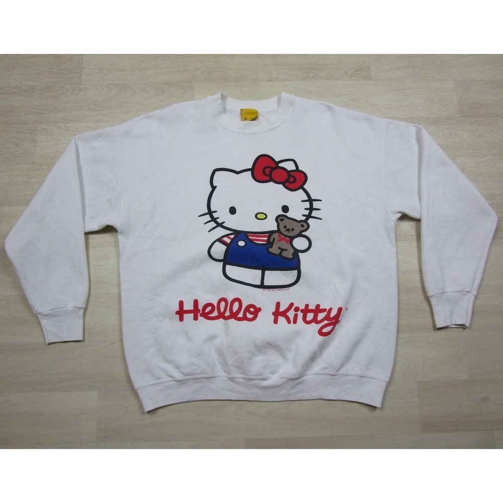 Vintage 1990s Hello Kitty Crewneck Sweatshirt (L/XL) Sanrio Smiles 1996 Kawaii